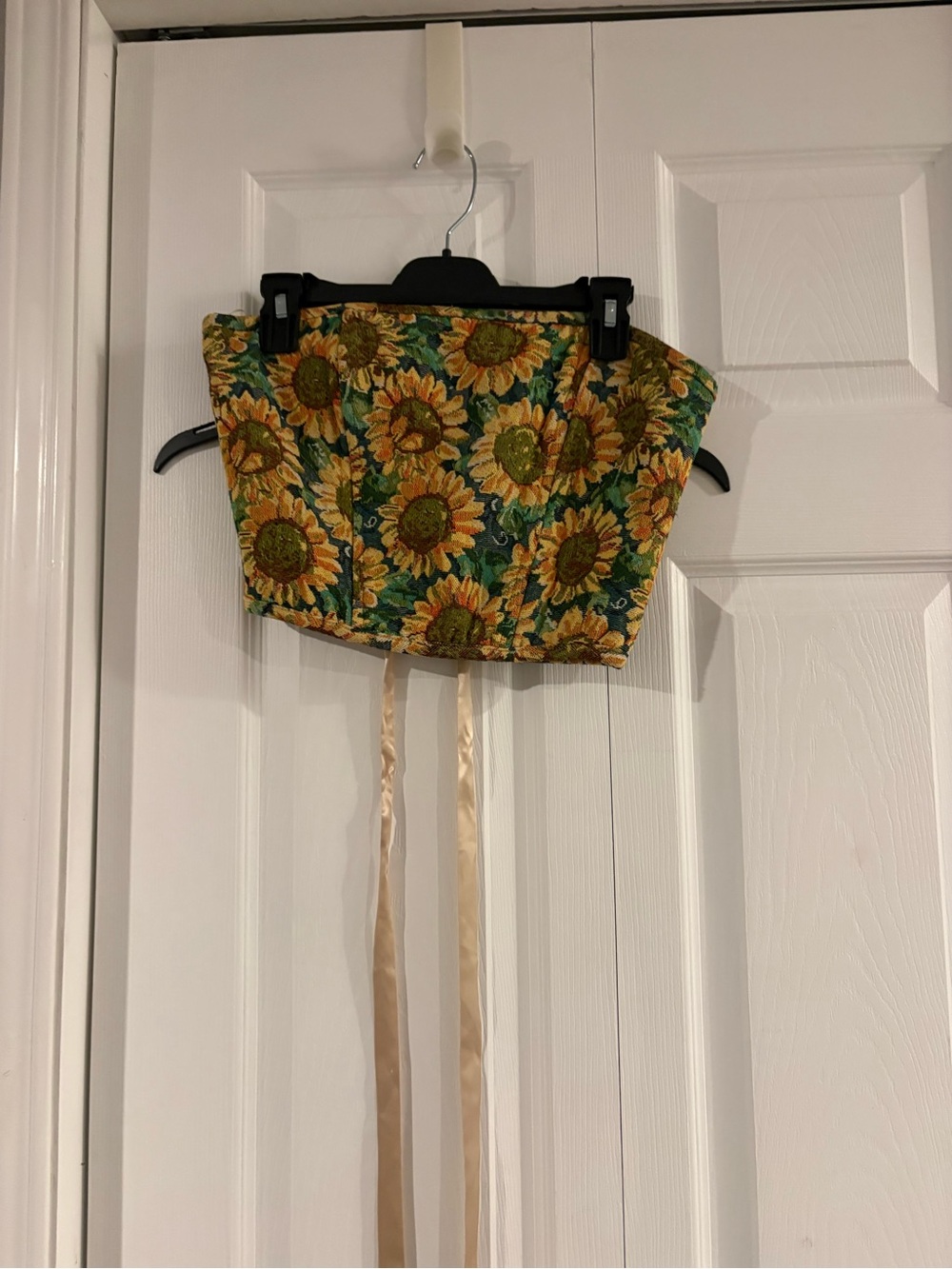 Sunflower Print Strapless Corset Top